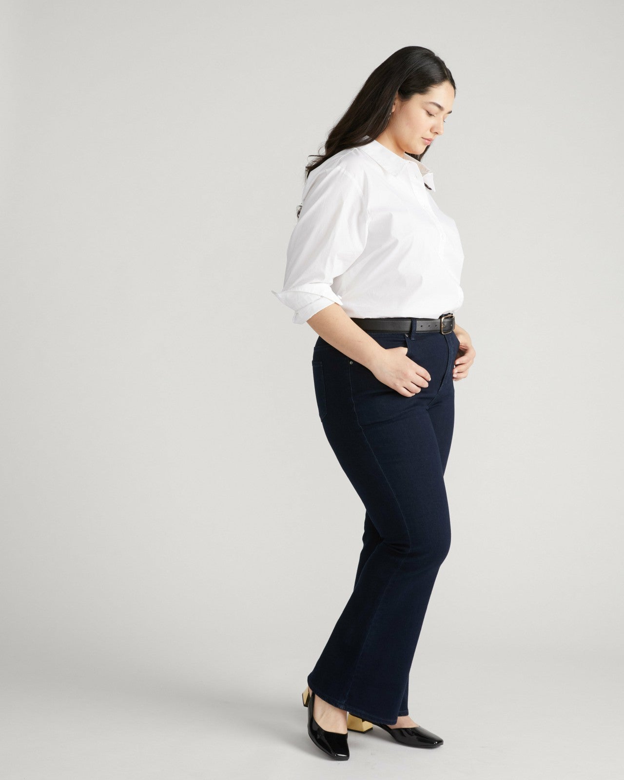 Universal Standard Farrah High Rise Flared Jeans - Dark Indigo