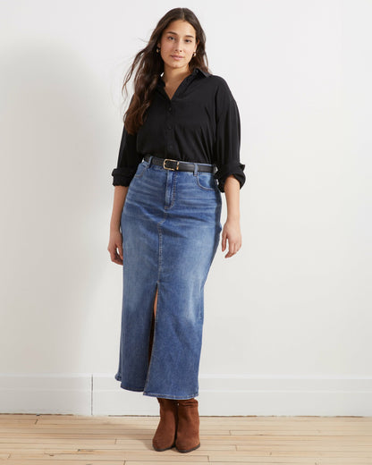 Universal Standard ComfortDenim Maxi Skirt - Western Blue Wash