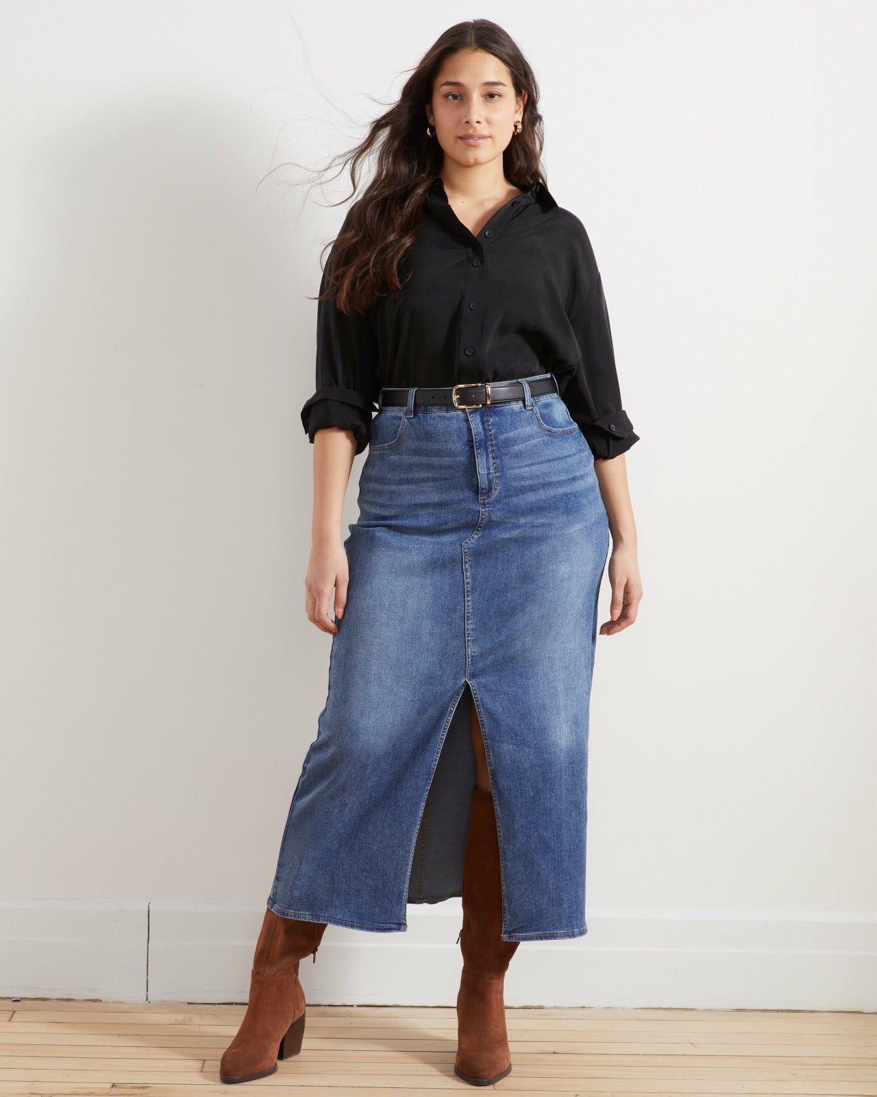 Universal Standard ComfortDenim Maxi Skirt - Western Blue Wash