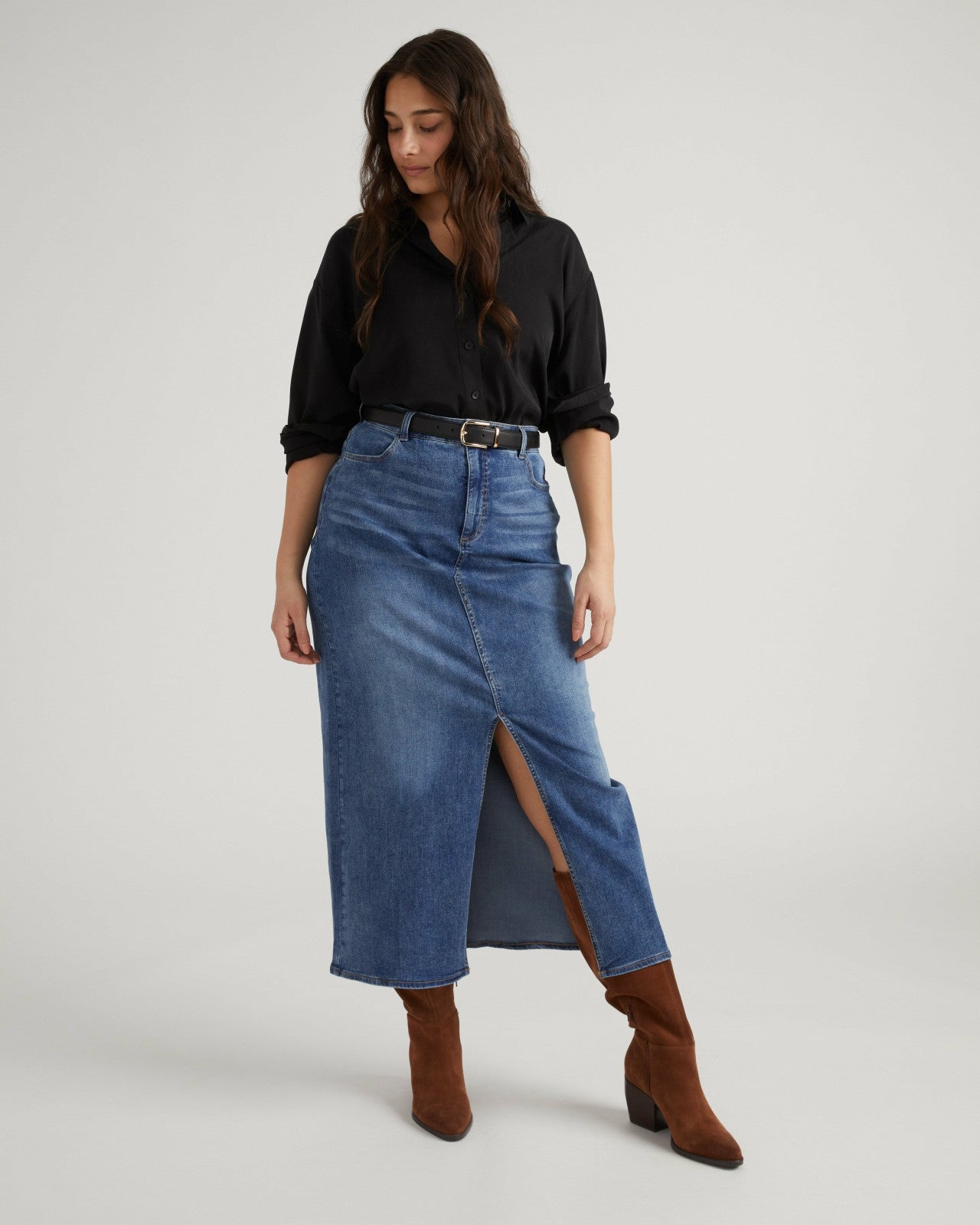 Universal Standard ComfortDenim Maxi Skirt - Western Blue Wash