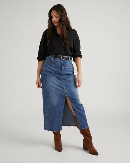 Universal Standard ComfortDenim Maxi Skirt - Western Blue Wash
