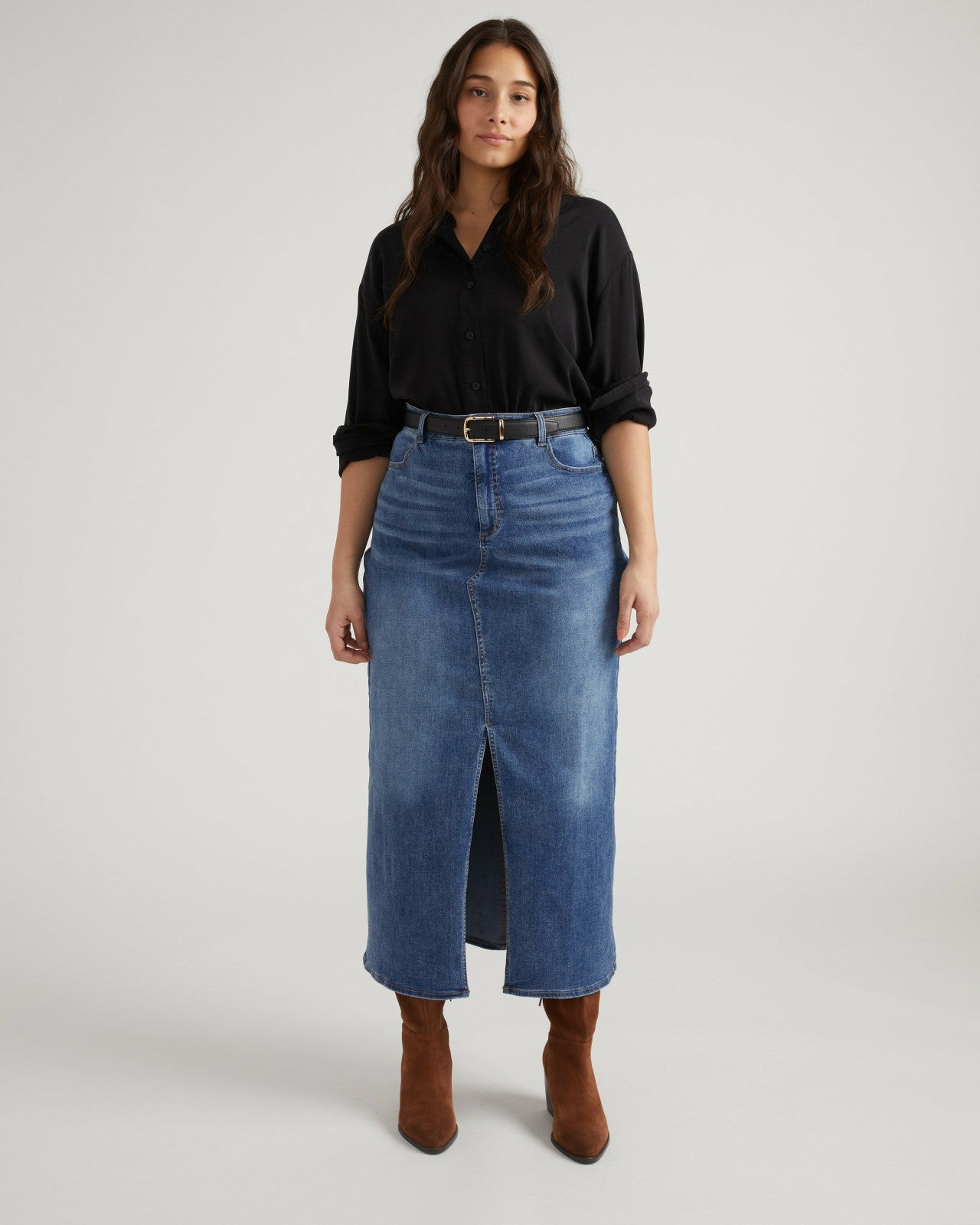 Universal Standard ComfortDenim Maxi Skirt - Western Blue Wash