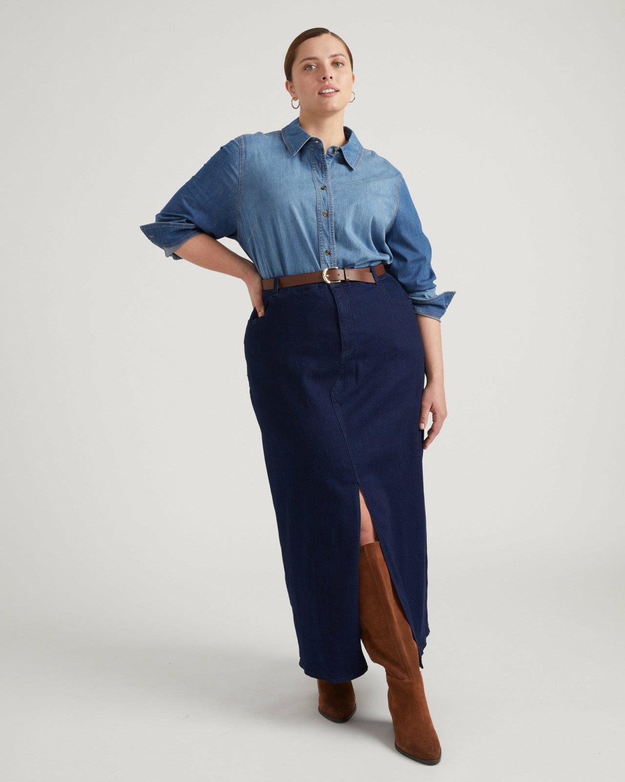 Universal Standard ComfortDenim Maxi Skirt - Dark Indigo