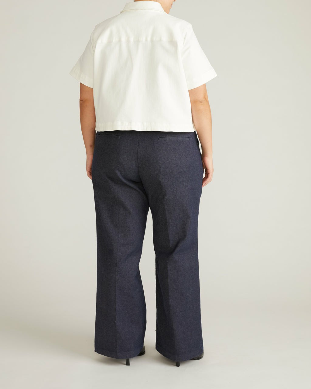 Universal Standard Flynn Short Sleeve Denim Shacket - White