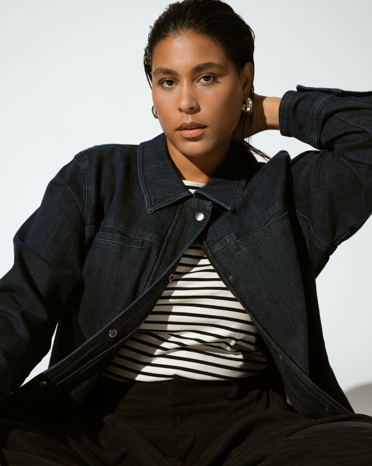 Universal Standard Denim Utility Jacket - Dark Indigo