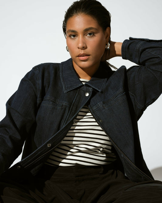 Universal Standard Denim Utility Jacket - Dark Indigo