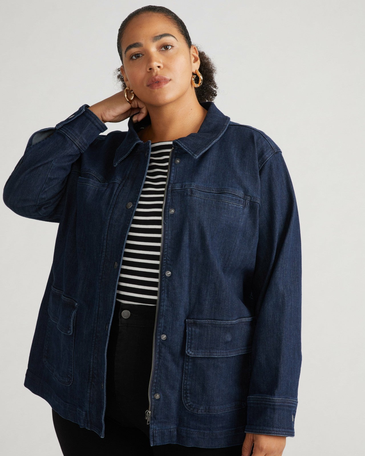 Universal Standard Denim Utility Jacket - Dark Indigo