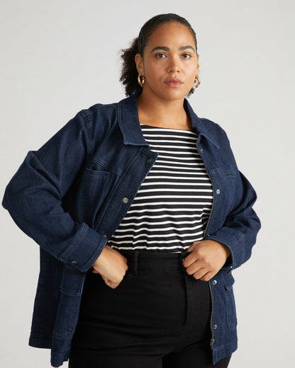 Universal Standard Denim Utility Jacket - Dark Indigo