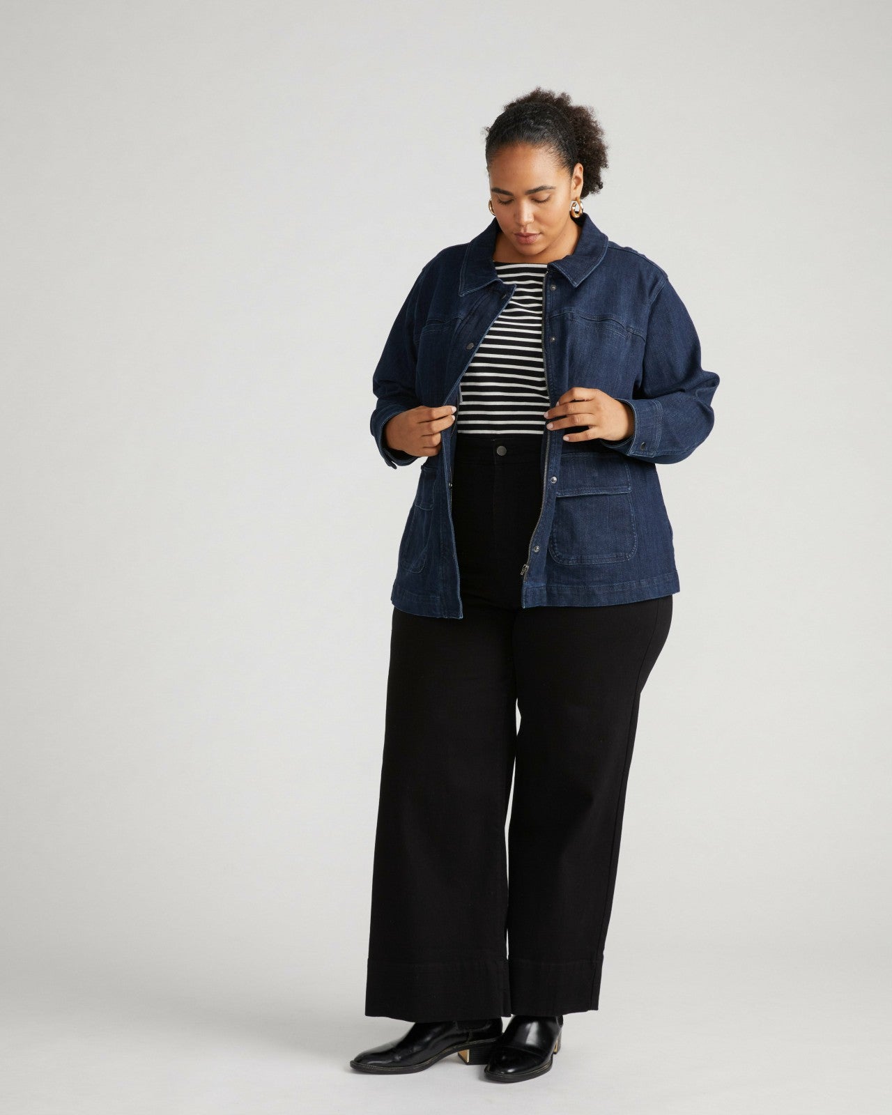 Universal Standard Denim Utility Jacket - Dark Indigo
