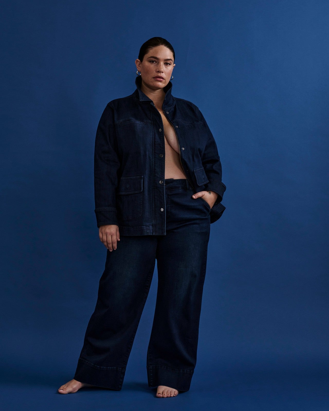 Universal Standard Denim Utility Jacket - Dark Indigo