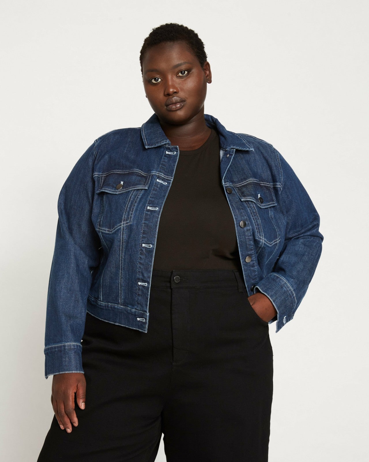 Universal Standard Kelsey Denim Jacket - Dark Indigo