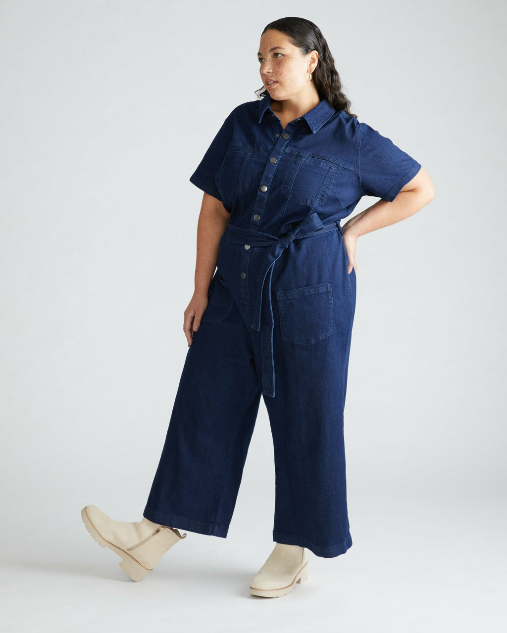 Universal Standard Kate Denim Jumpsuit - Dark Indigo