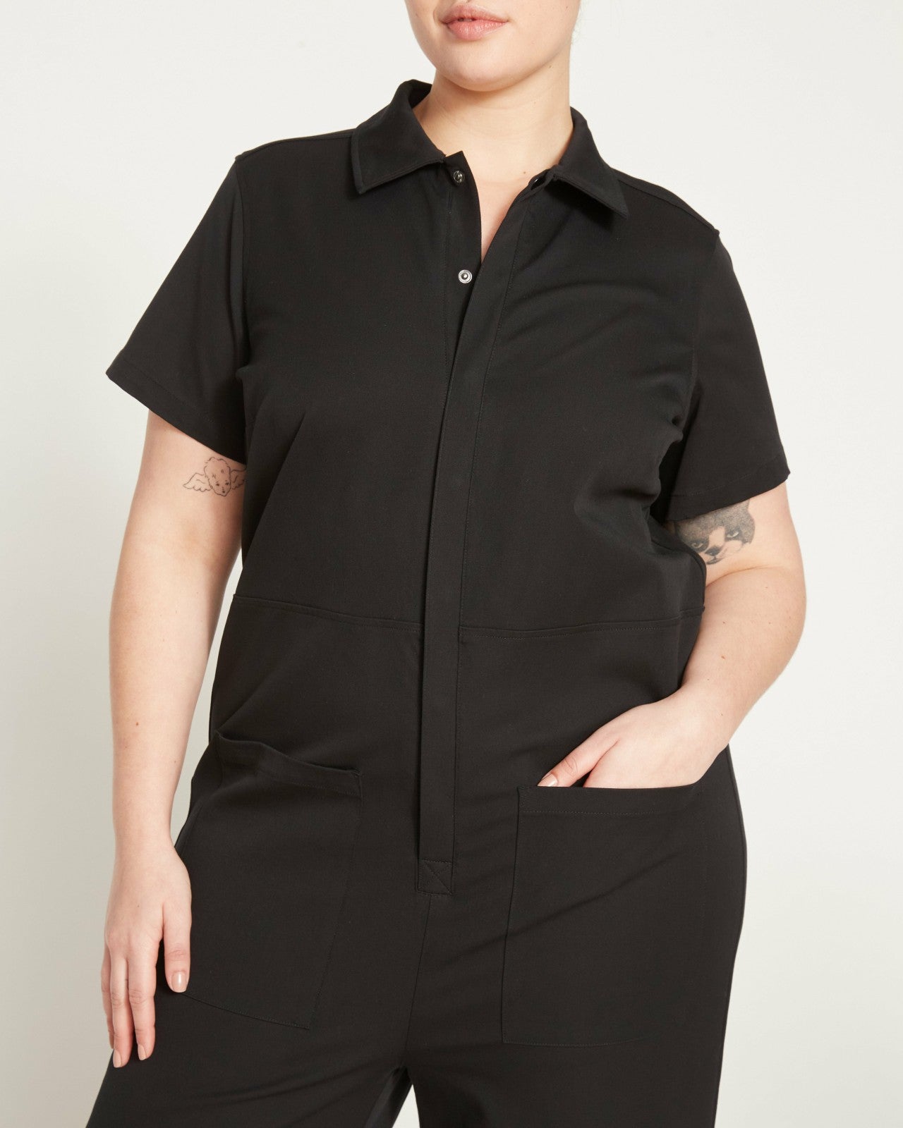 Universal Standard Kate Stretch Cotton Twill Jumpsuit - Black