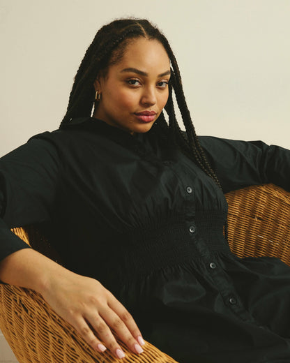 Universal Standard Hamptons Smocked Shirtdress - Black
