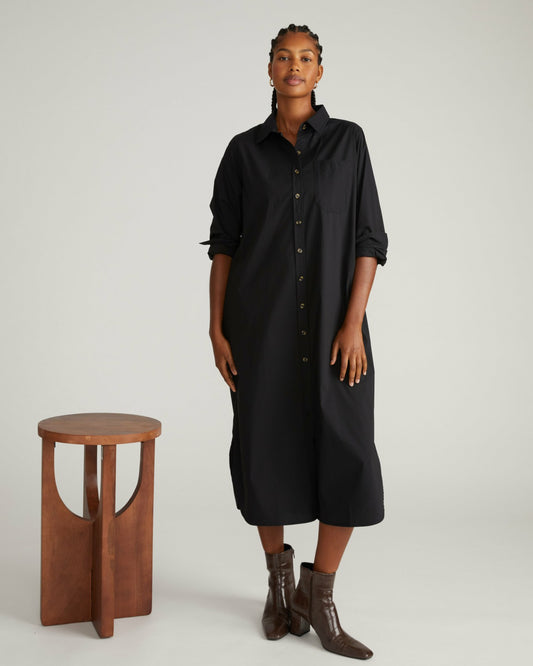 Universal Standard Odeon Stretch Poplin Shirtdress - Black