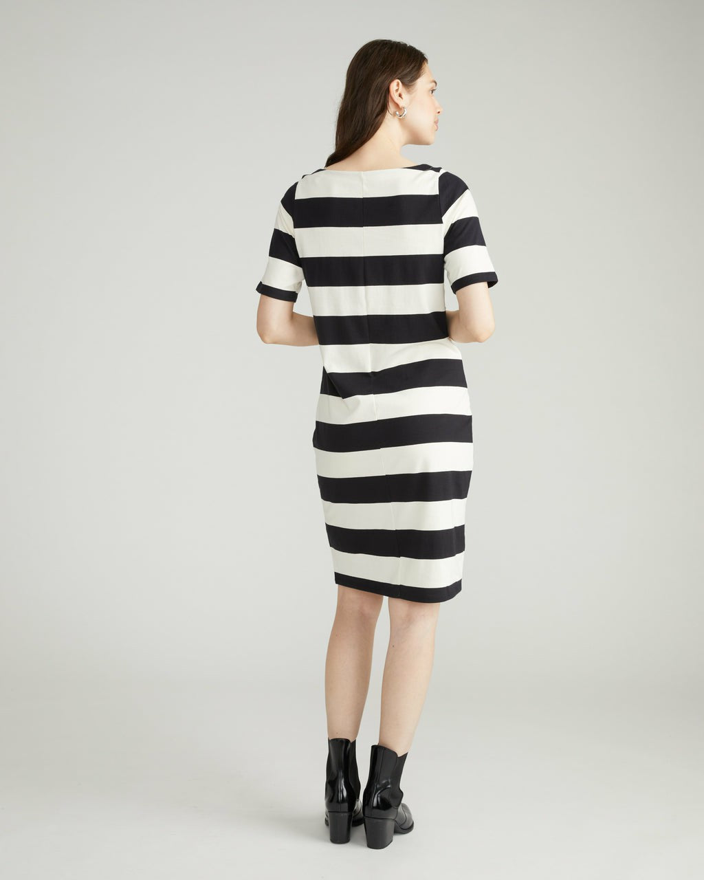 Universal Standard Belle Breton Stripe Jersey Dress - Ecru/Black Rugby Stripe