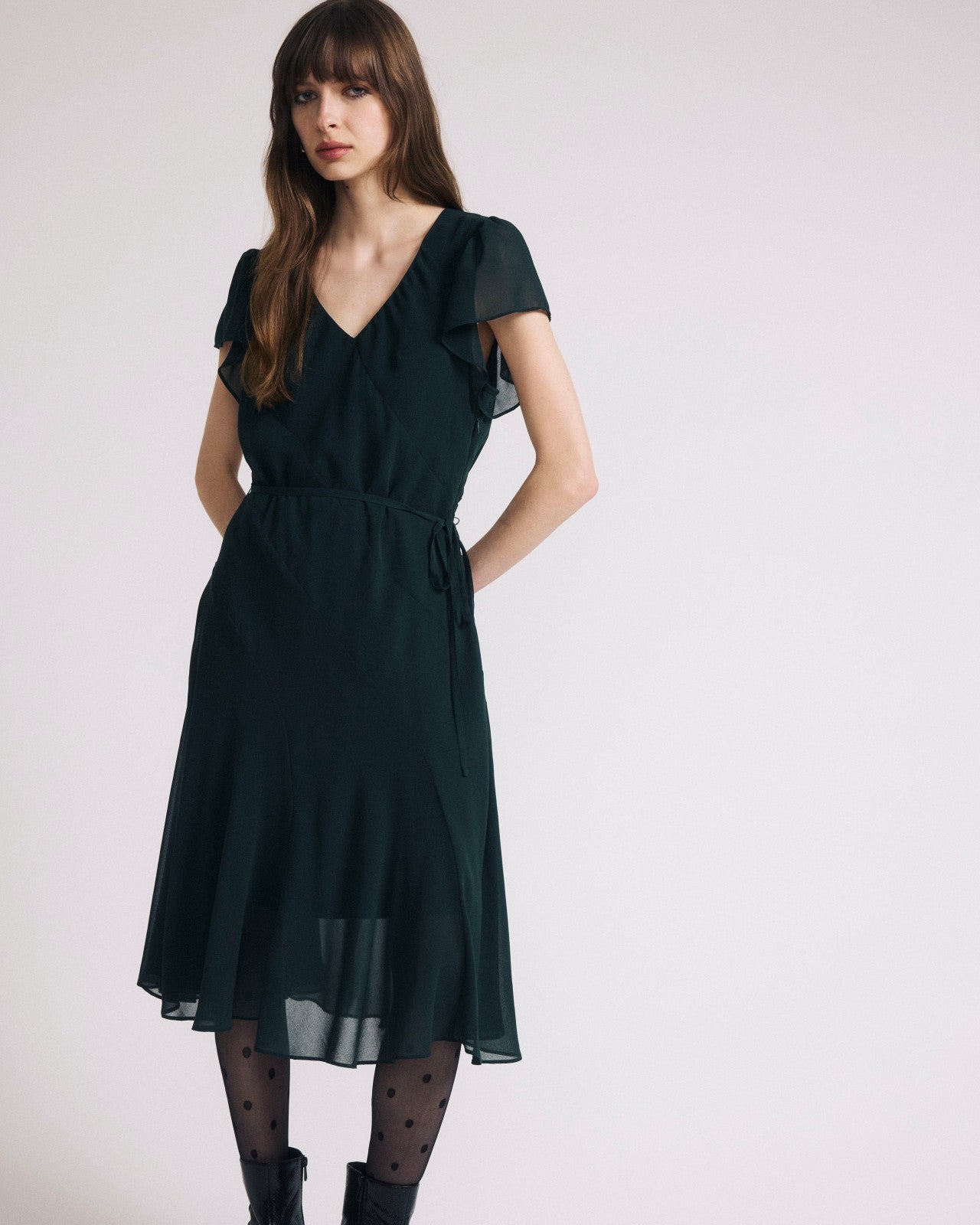 Universal Standard Seville Chiffon Dress - Forest Green