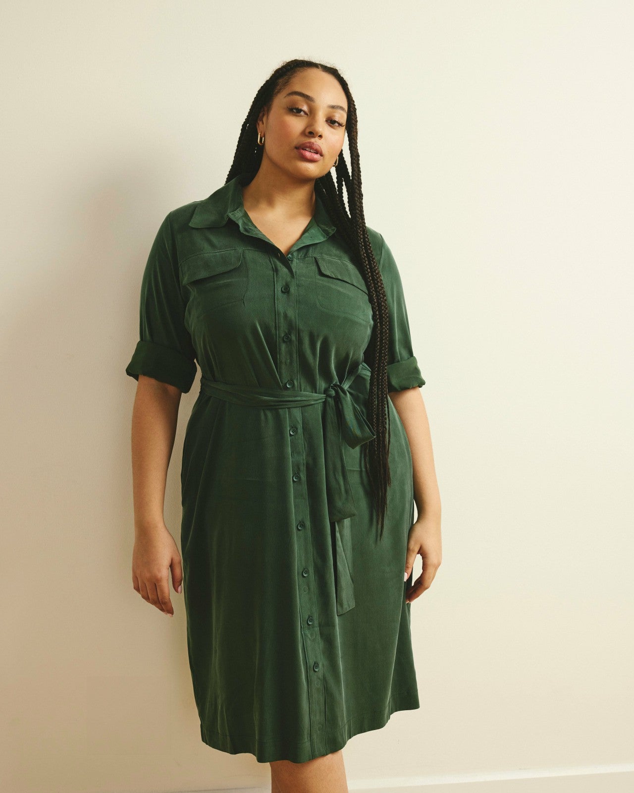 Universal Standard Cooling Stretch Cupro Savannah Dress - Forest Green