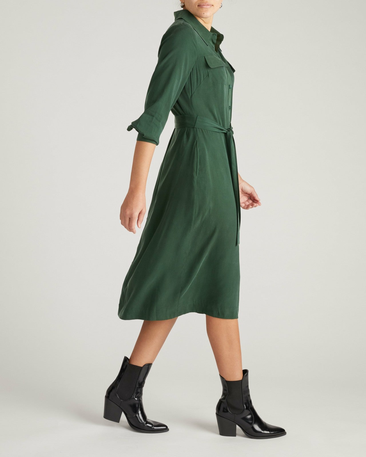 Universal Standard Cooling Stretch Cupro Savannah Dress - Forest Green