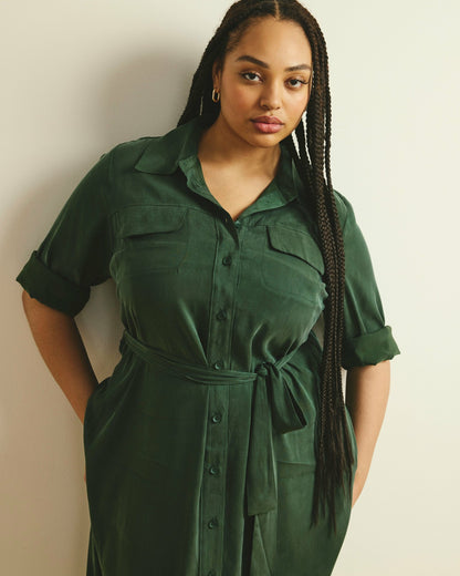 Universal Standard Cooling Stretch Cupro Savannah Dress - Forest Green