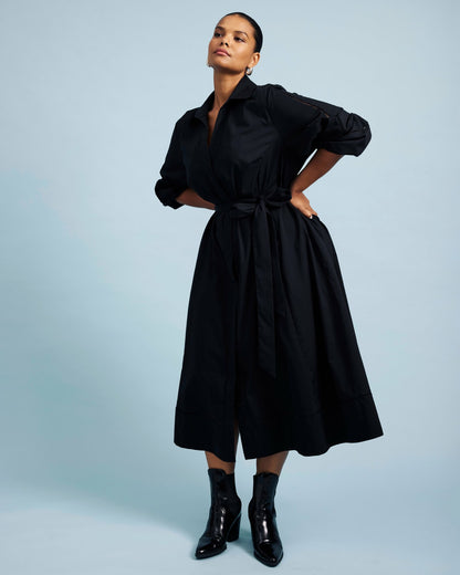 Universal Standard Claire Stretch Poplin Shirtdress - Black