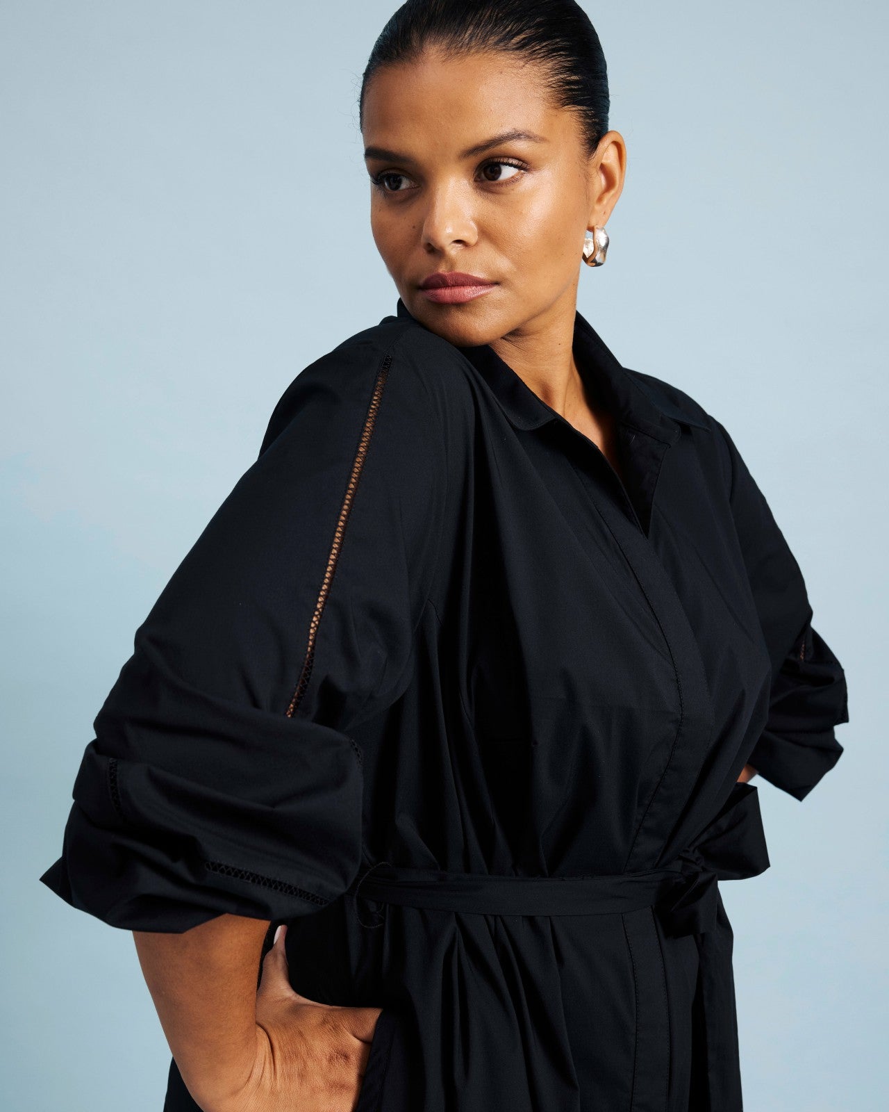 Universal Standard Claire Stretch Poplin Shirtdress - Black