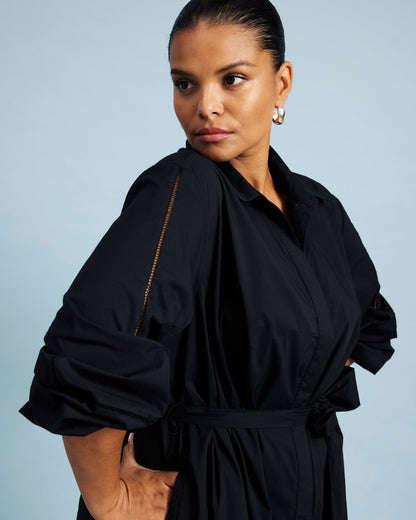Universal Standard Claire Stretch Poplin Shirtdress - Black