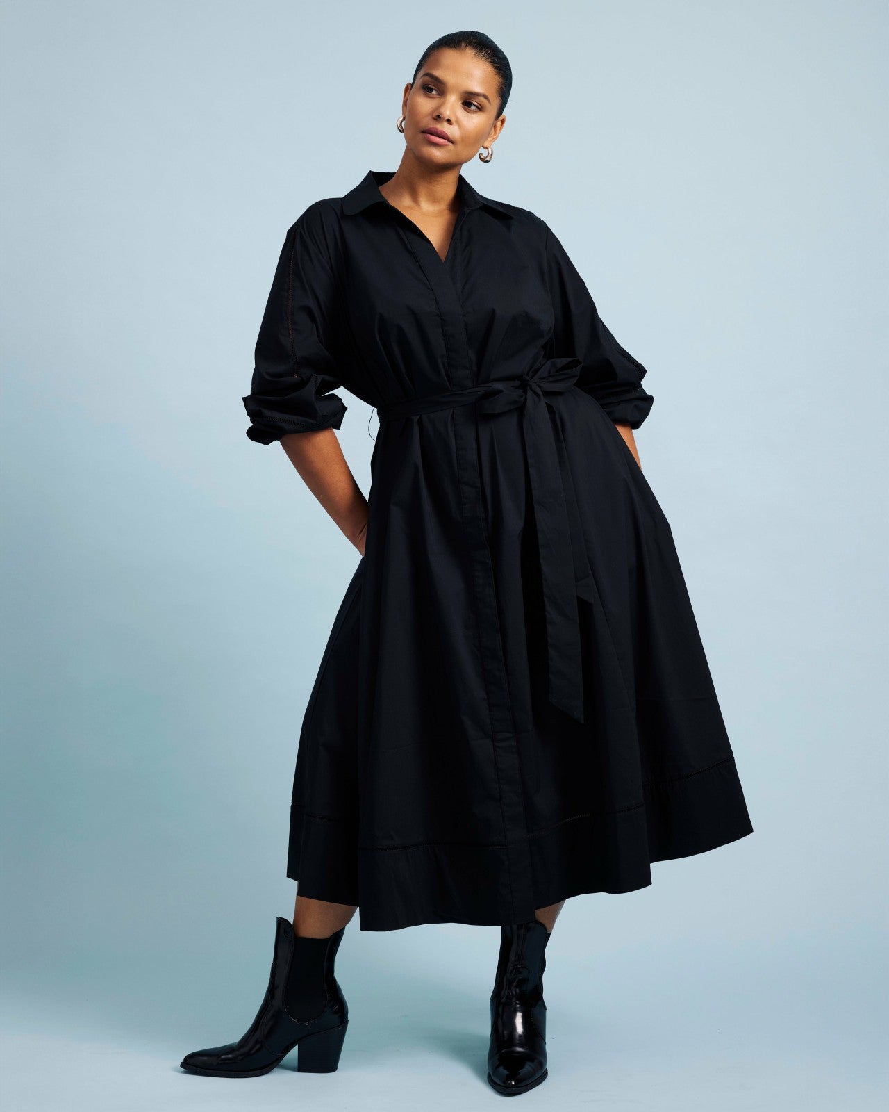 Universal Standard Claire Stretch Poplin Shirtdress - Black