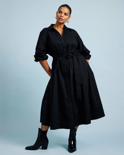 Universal Standard Claire Stretch Poplin Shirtdress - Black