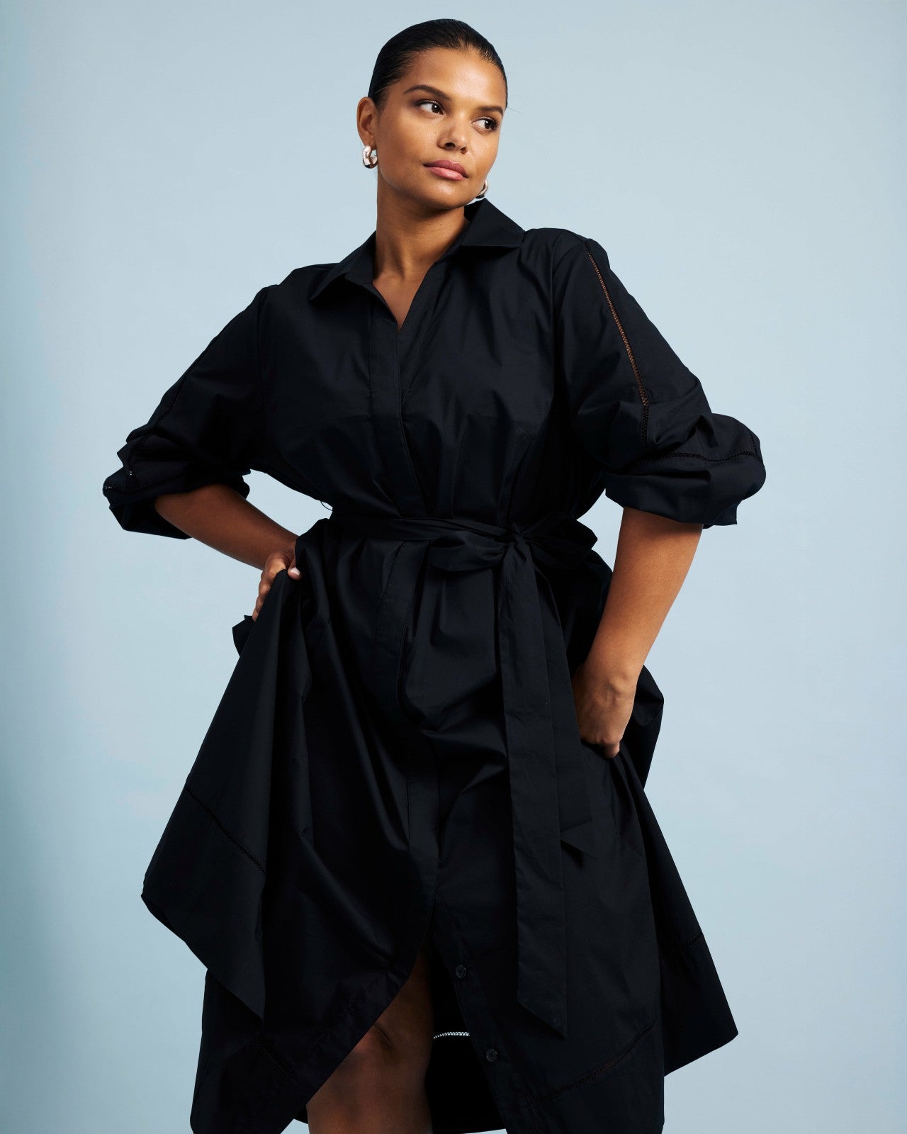 Universal Standard Claire Stretch Poplin Shirtdress - Black