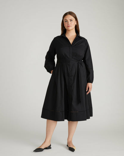Universal Standard Claire Stretch Poplin Shirtdress - Black
