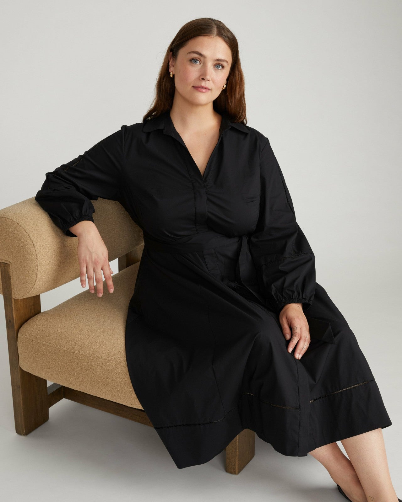 Universal Standard Claire Stretch Poplin Shirtdress - Black