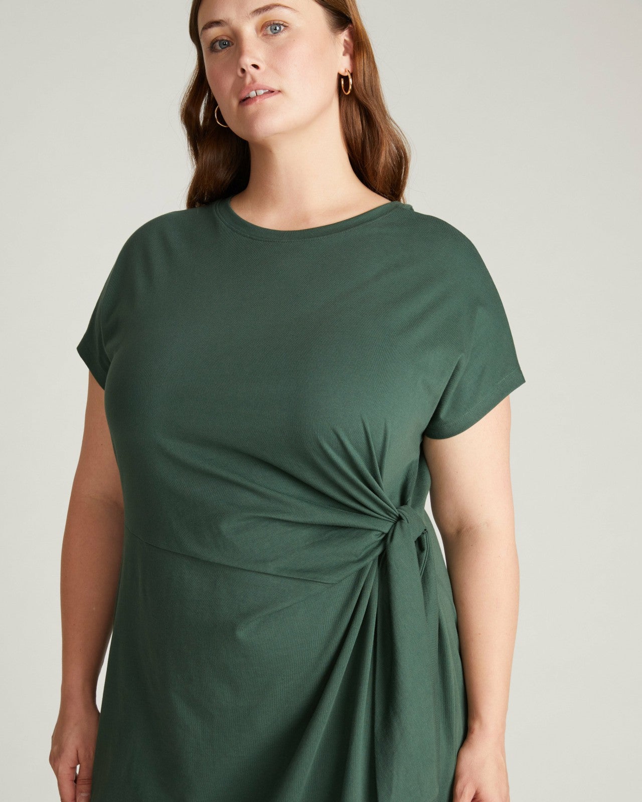 Universal Standard Crescent Breton Stripe Knot Dress - Solid Conifer