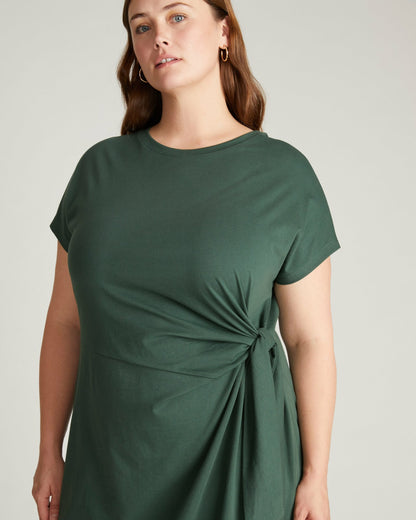 Universal Standard Crescent Breton Stripe Knot Dress - Solid Conifer