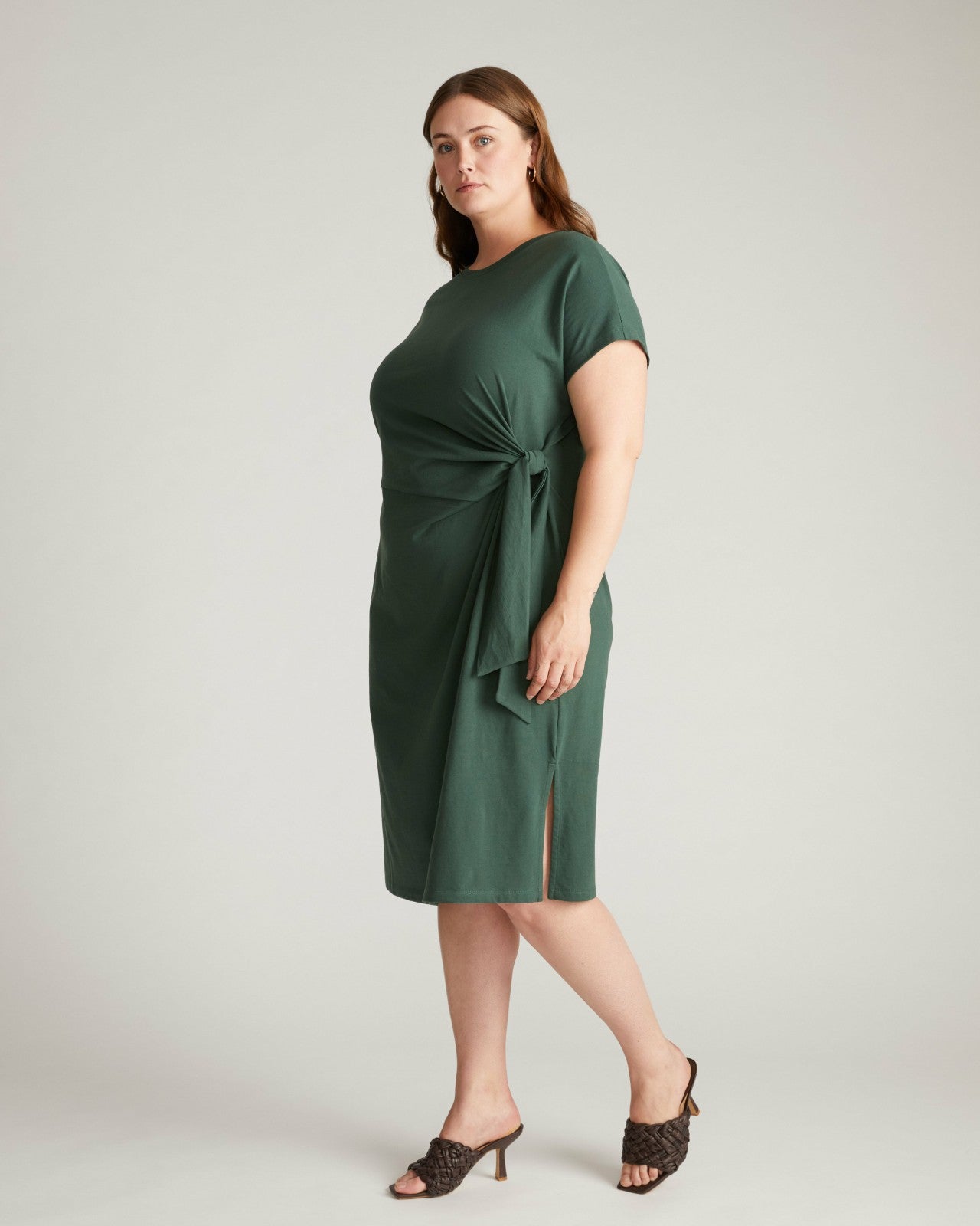 Universal Standard Crescent Breton Stripe Knot Dress - Solid Conifer