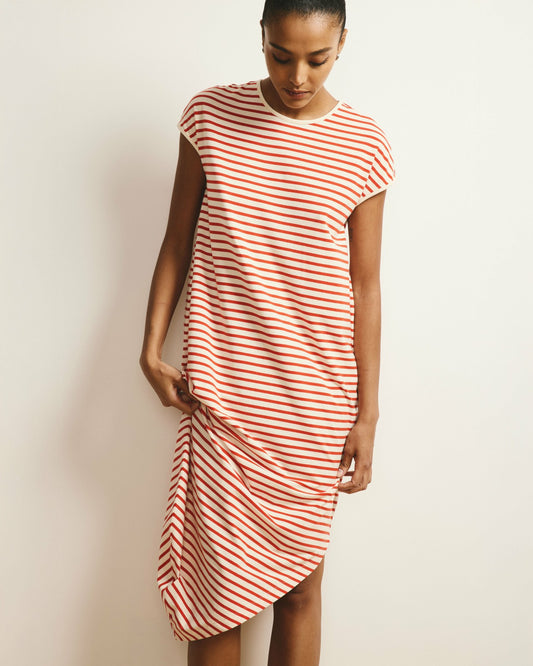 Universal Standard Iconic Geneva Dress - Ecru/Poppy Stripe