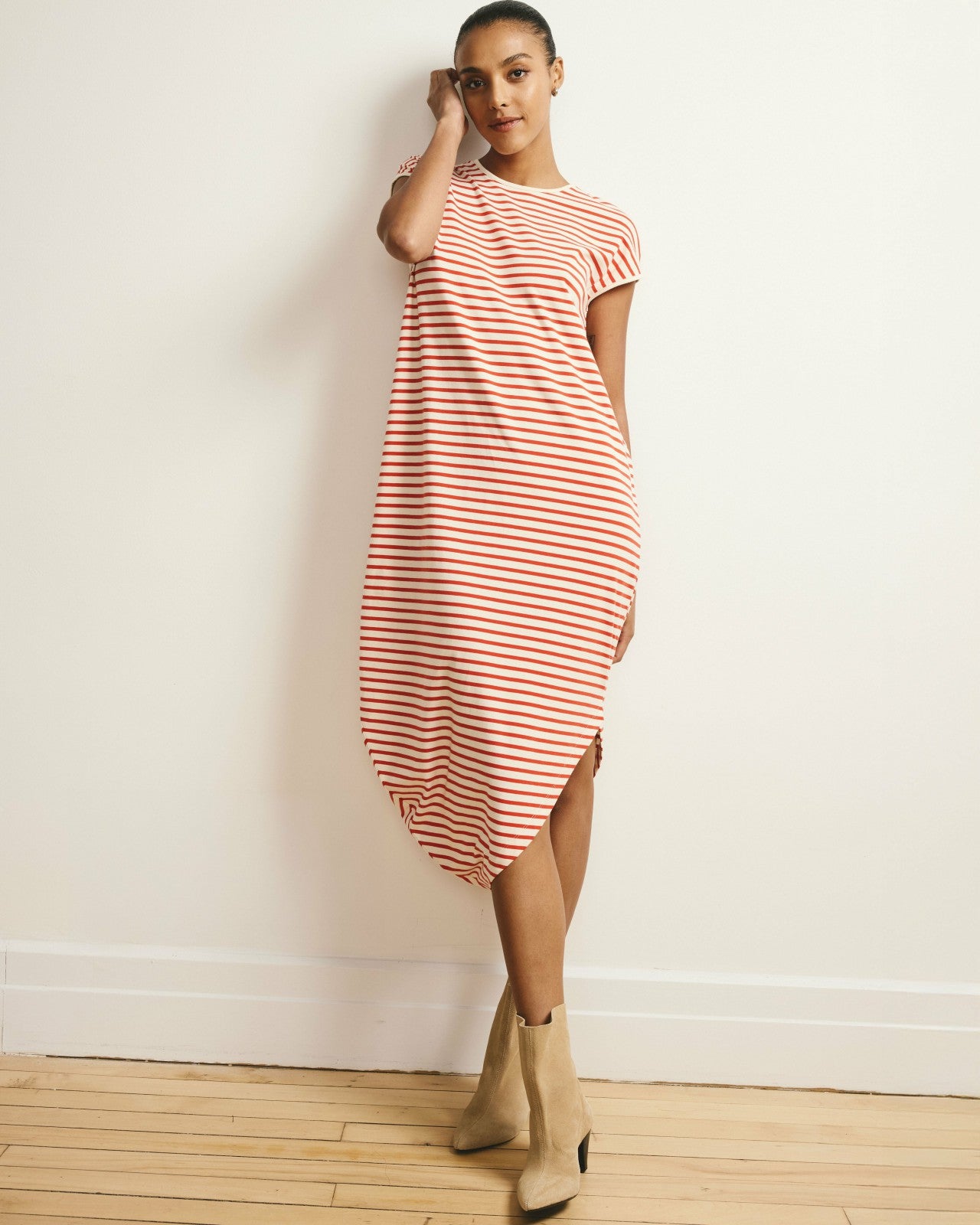 Universal Standard Iconic Geneva Dress - Ecru/Poppy Stripe
