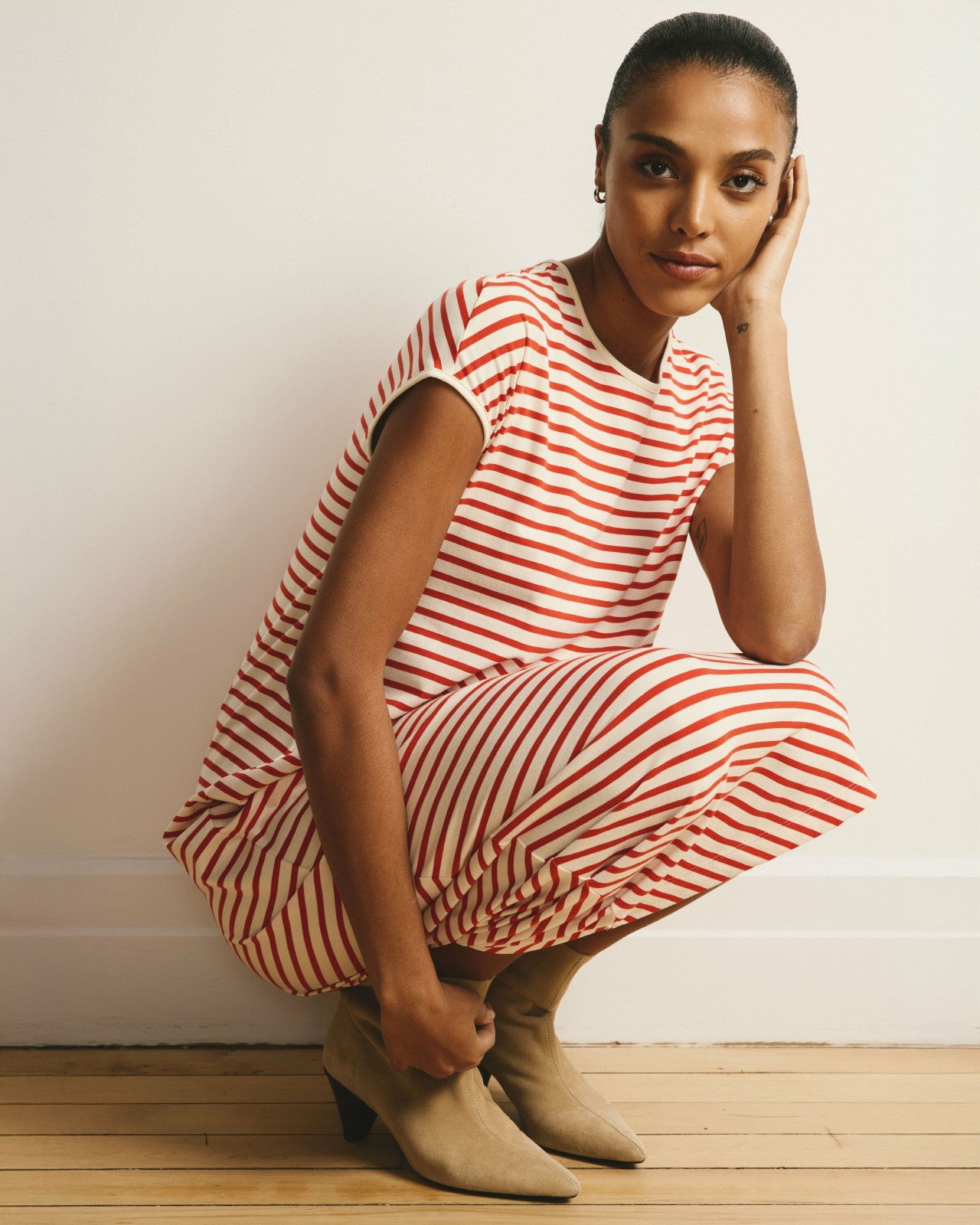 Universal Standard Iconic Geneva Dress - Ecru/Poppy Stripe