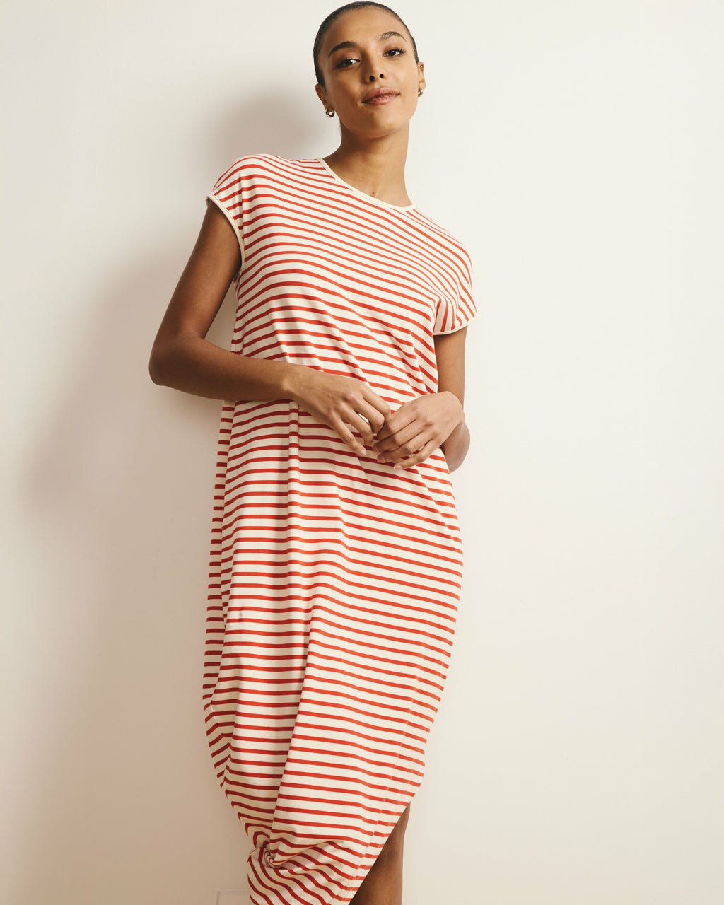 Universal Standard Iconic Geneva Dress - Ecru/Poppy Stripe