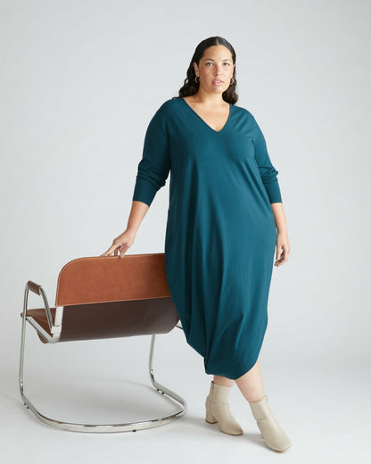 Universal Standard Iconic Long Sleeve V-Neck Geneva Dress - Deep Sea