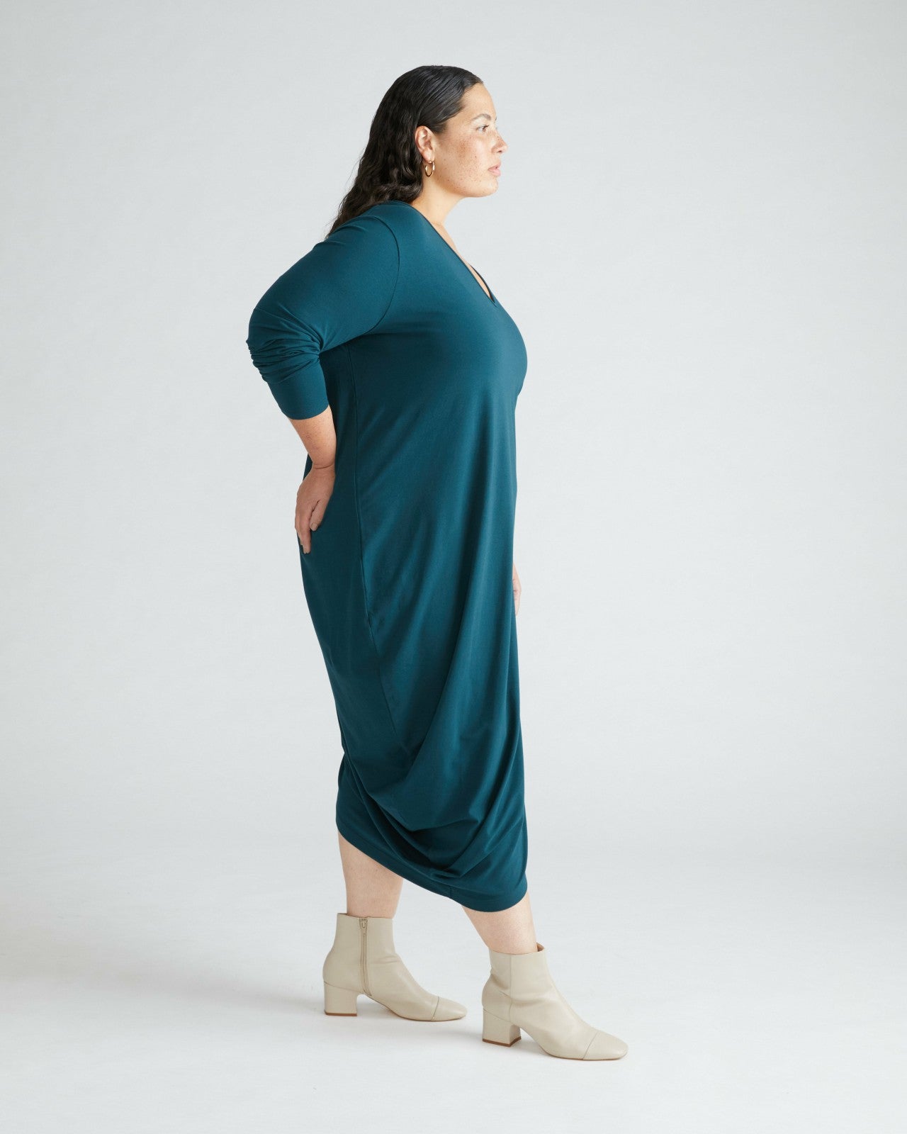 Universal Standard Iconic Long Sleeve V-Neck Geneva Dress - Deep Sea