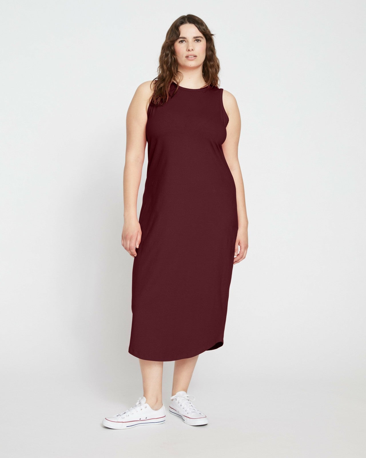 Universal Standard Cai High Neck Tank Dress - Black Cherry