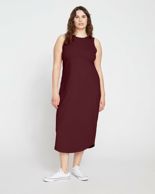 Universal Standard Cai High Neck Tank Dress - Black Cherry