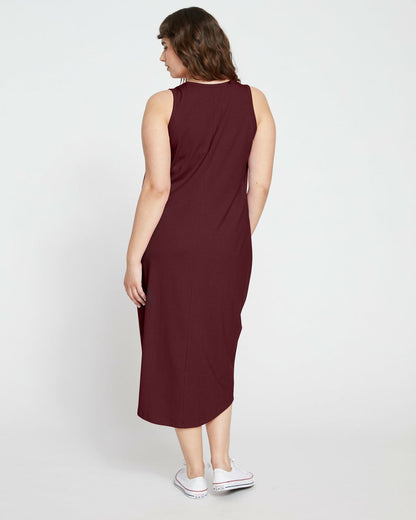 Universal Standard Cai High Neck Tank Dress - Black Cherry
