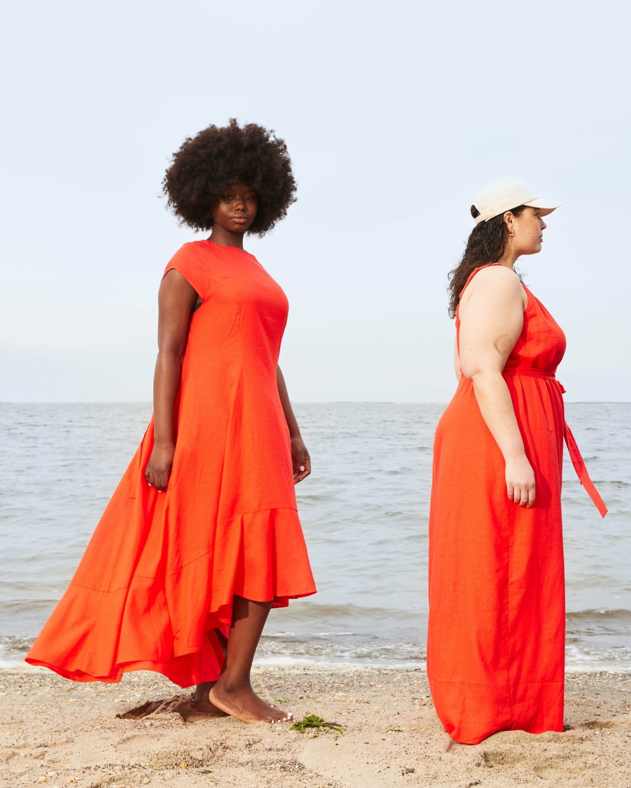 Universal Standard Sunset Linen Blend Flounce Dress - Shoreline Sunset