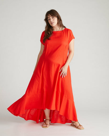 Universal Standard Sunset Linen Blend Flounce Dress - Shoreline Sunset