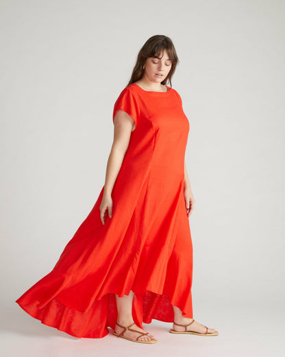 Universal Standard Sunset Linen Blend Flounce Dress - Shoreline Sunset