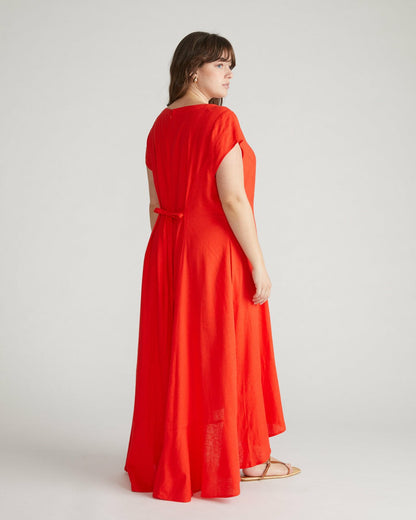 Universal Standard Sunset Linen Blend Flounce Dress - Shoreline Sunset