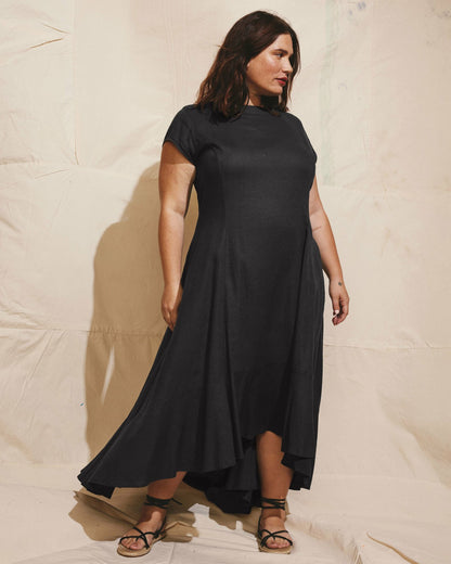 Universal Standard Sunset Linen Blend Flounce Dress - Black
