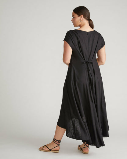 Universal Standard Sunset Linen Blend Flounce Dress - Black